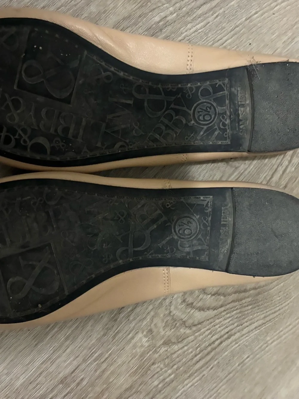 Sam & Libby Beige Bow Leather Ballet Flats - Picture 2 of 2